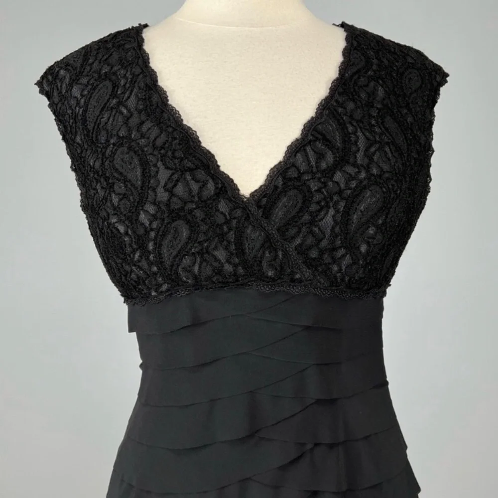 JONES WEAR Black Lace Tiered Dress/Size 4 - Picture 8 of 14